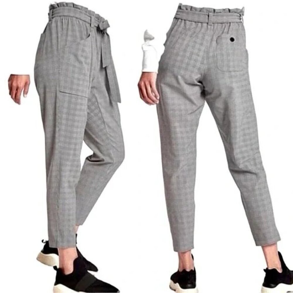 Athleta Black Plaid‎ Skyline Paperbag Pants